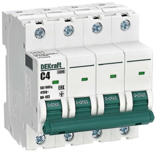 Выключатель автоматический DEKraft ВА-103 4п 4А C 6кА картинка